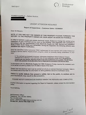 Ausgrid & Endeavour Energy Defect Notices